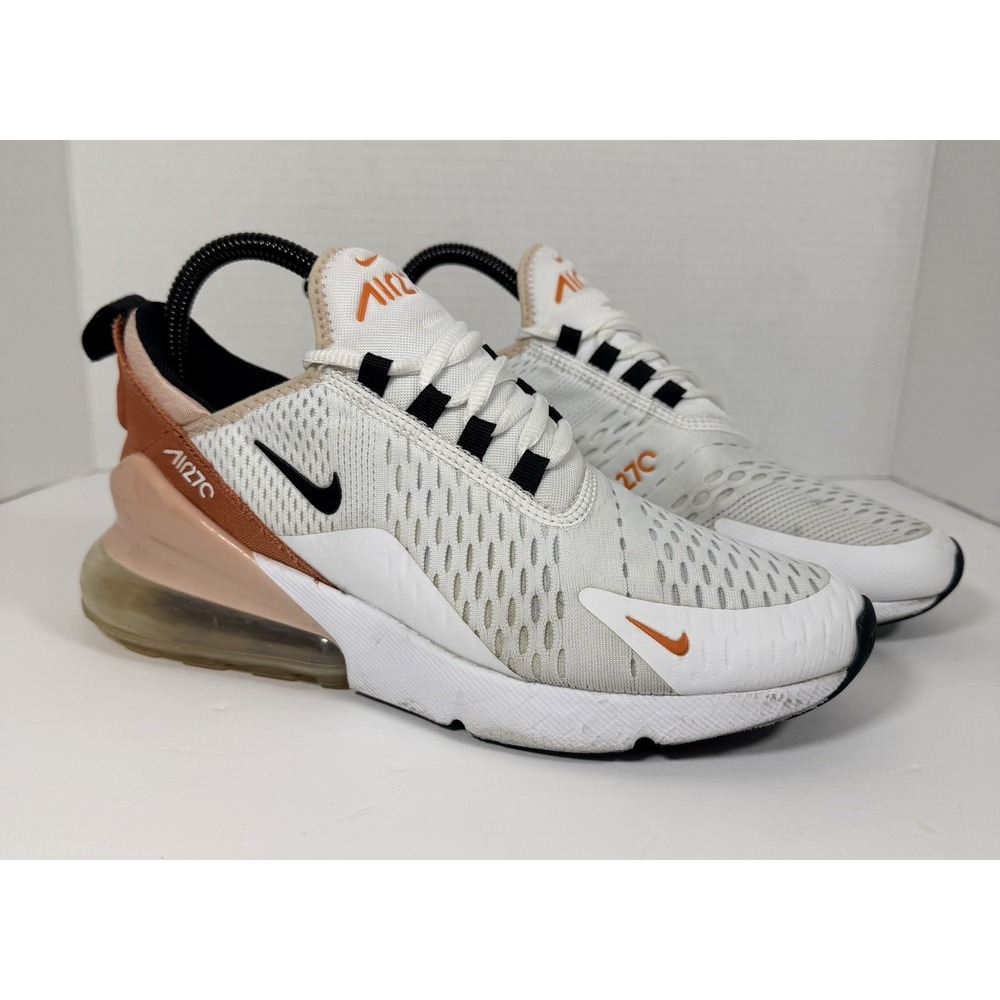 Nike Womens's Air Max 270 Burnt Sunrise White Black Pink Size 8.5 Pre-Owned